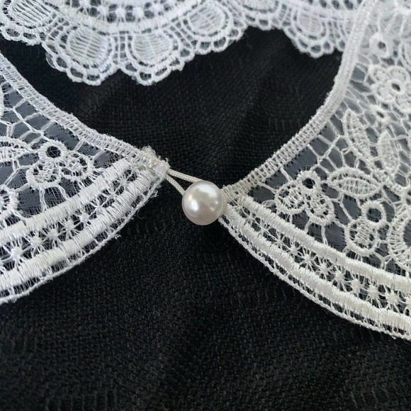 VINTAGE CROCHET & FLORAL Embroidered  LACE COLLAR - Picture 4 of 5